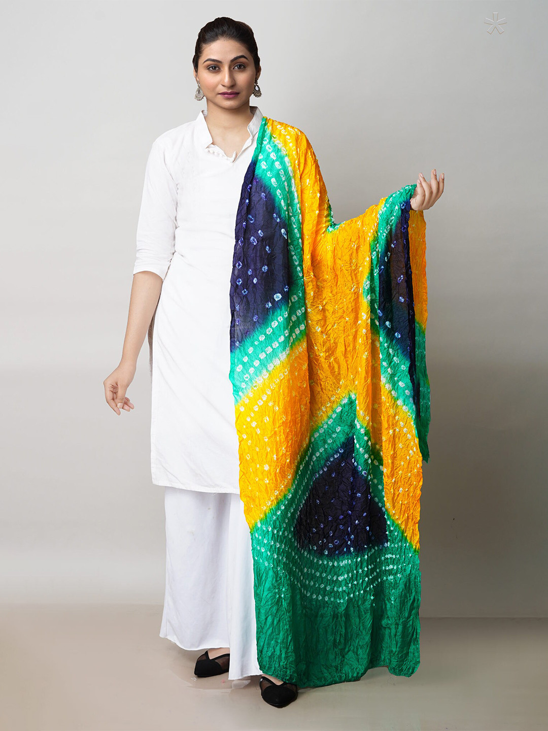 

Unnati Silks Printed Bandhani Dupatta, Green
