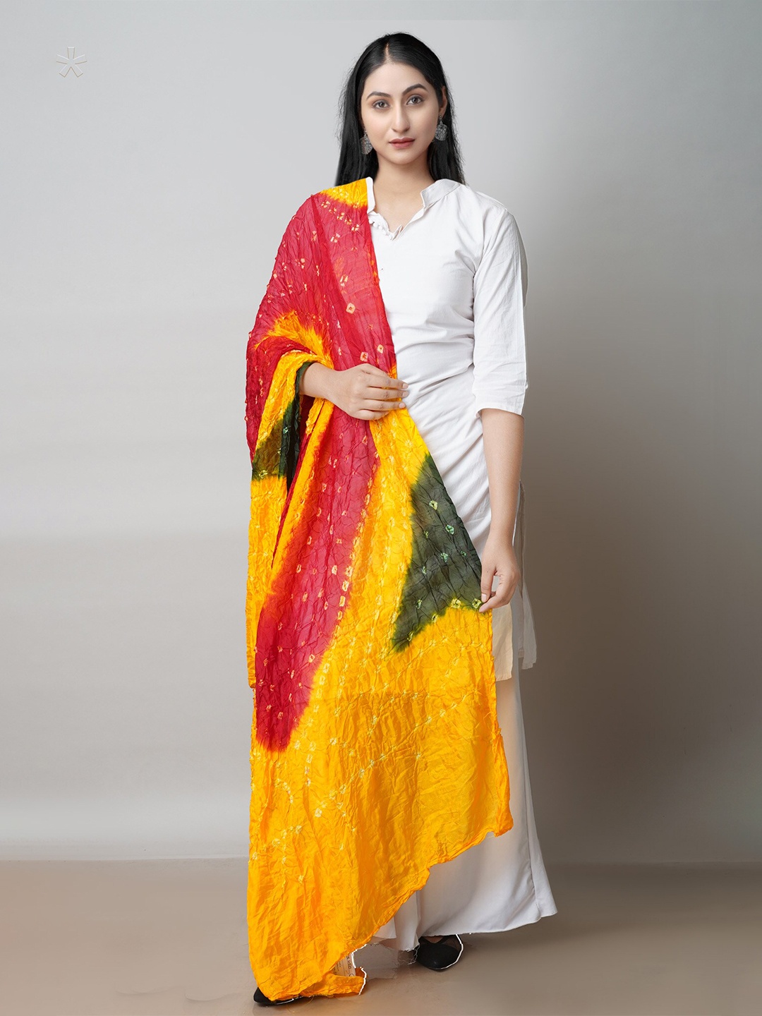 

Unnati Silks Printed Bandhani Dupatta, Yellow