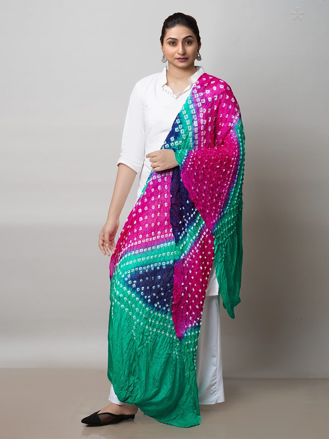 

Unnati Silks Printed Bandhani Dupatta, Pink