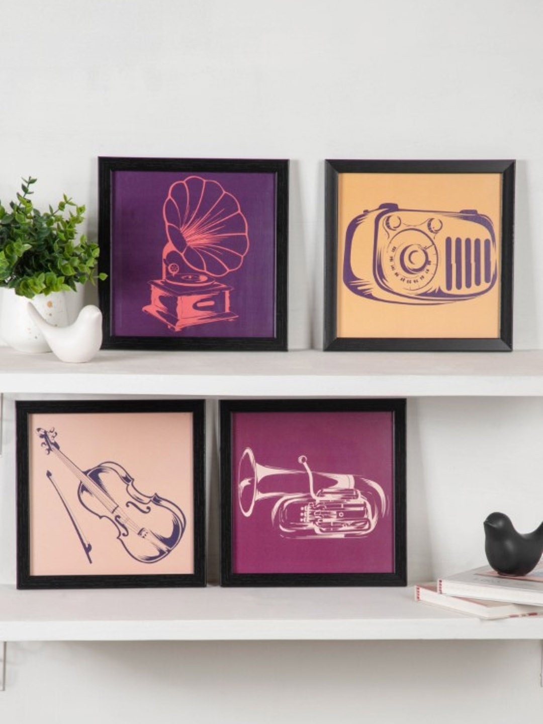 

Nestasia Purple & Black 4 Pieces Graphic Music Art Painted Framed Wall Art