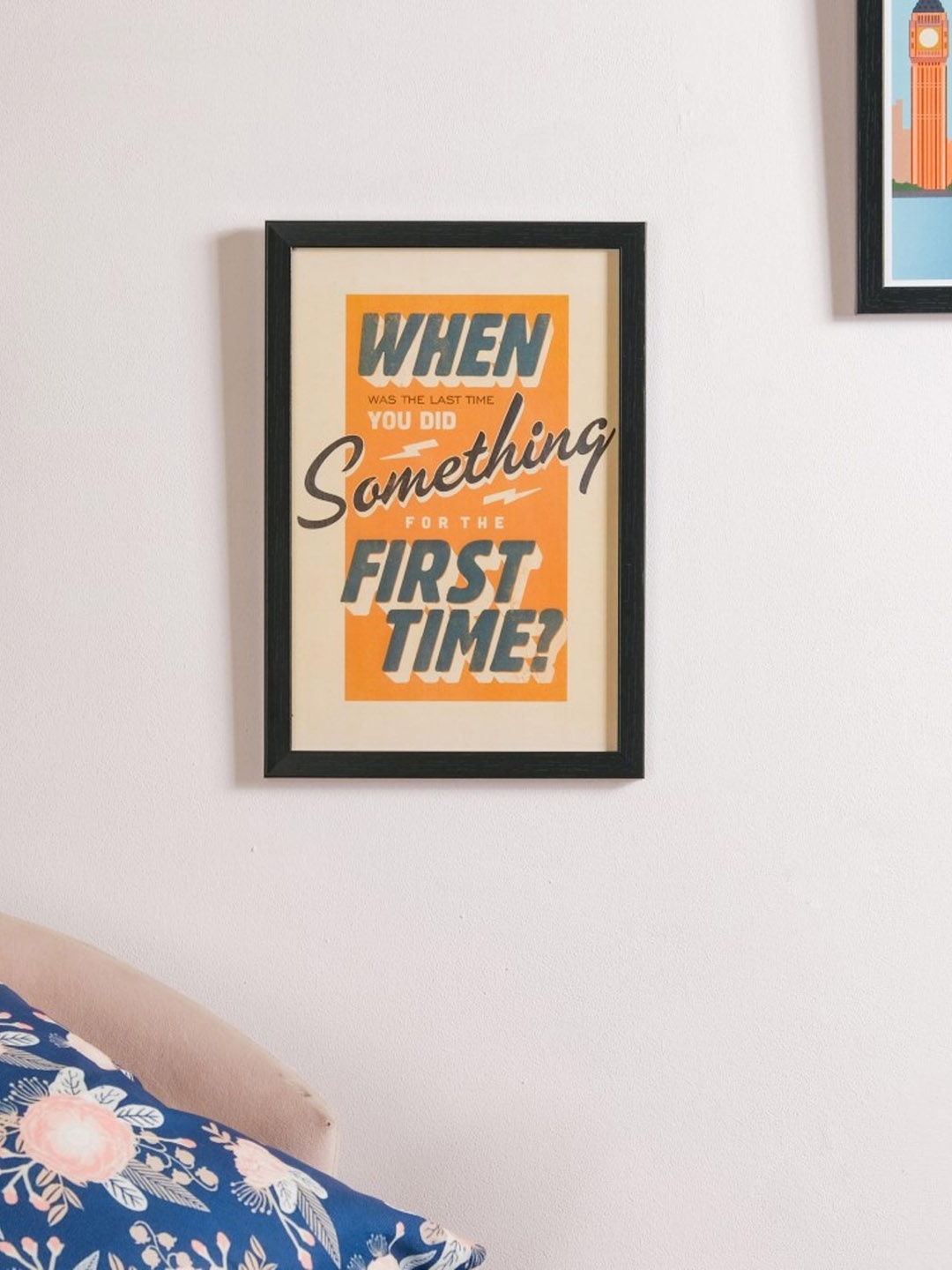 

Nestasia Orange Coloured & Black Printed Try Something New Framed Wall Art