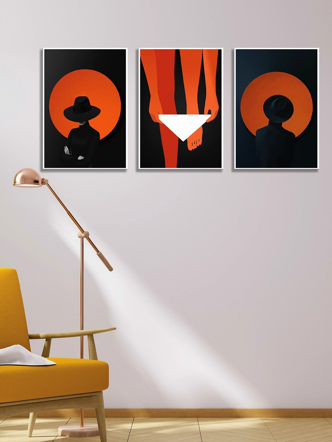 

SAF Red & Black 3 Pieces Abstract Painting Framed Wall Arts, White