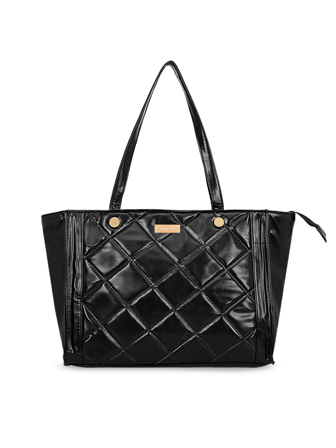 

Berrypeckers Textured Structured Handheld Bag With Quilted, Black