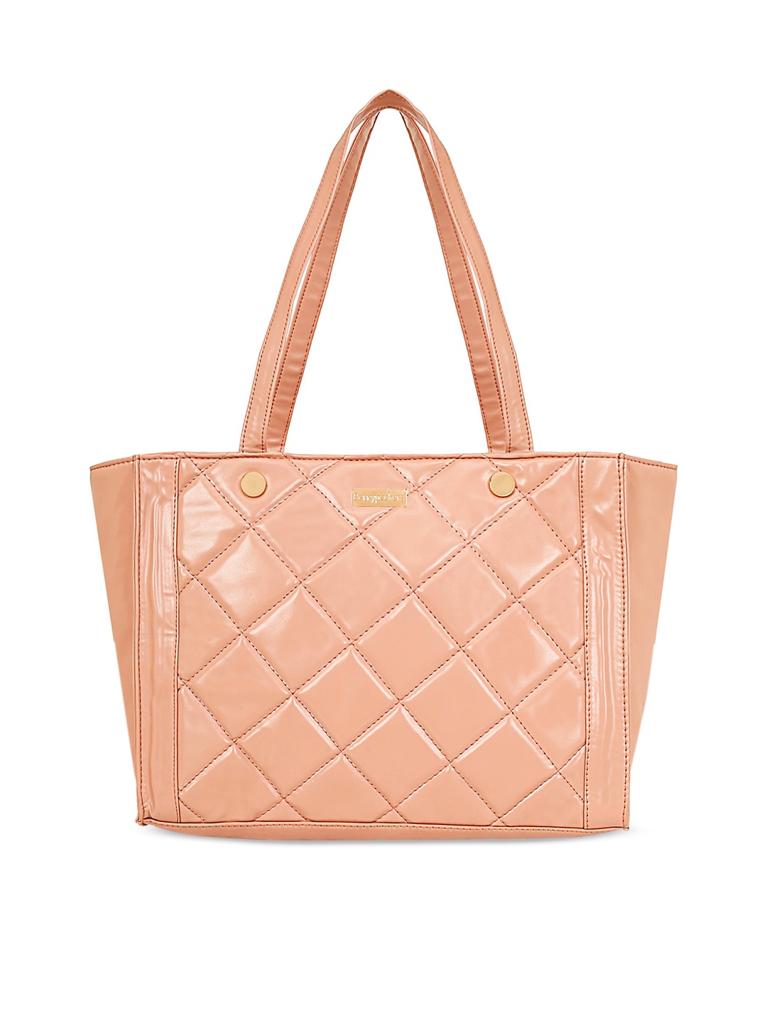 

Berrypeckers Textured Structured Handheld Bag With Quilted, Peach