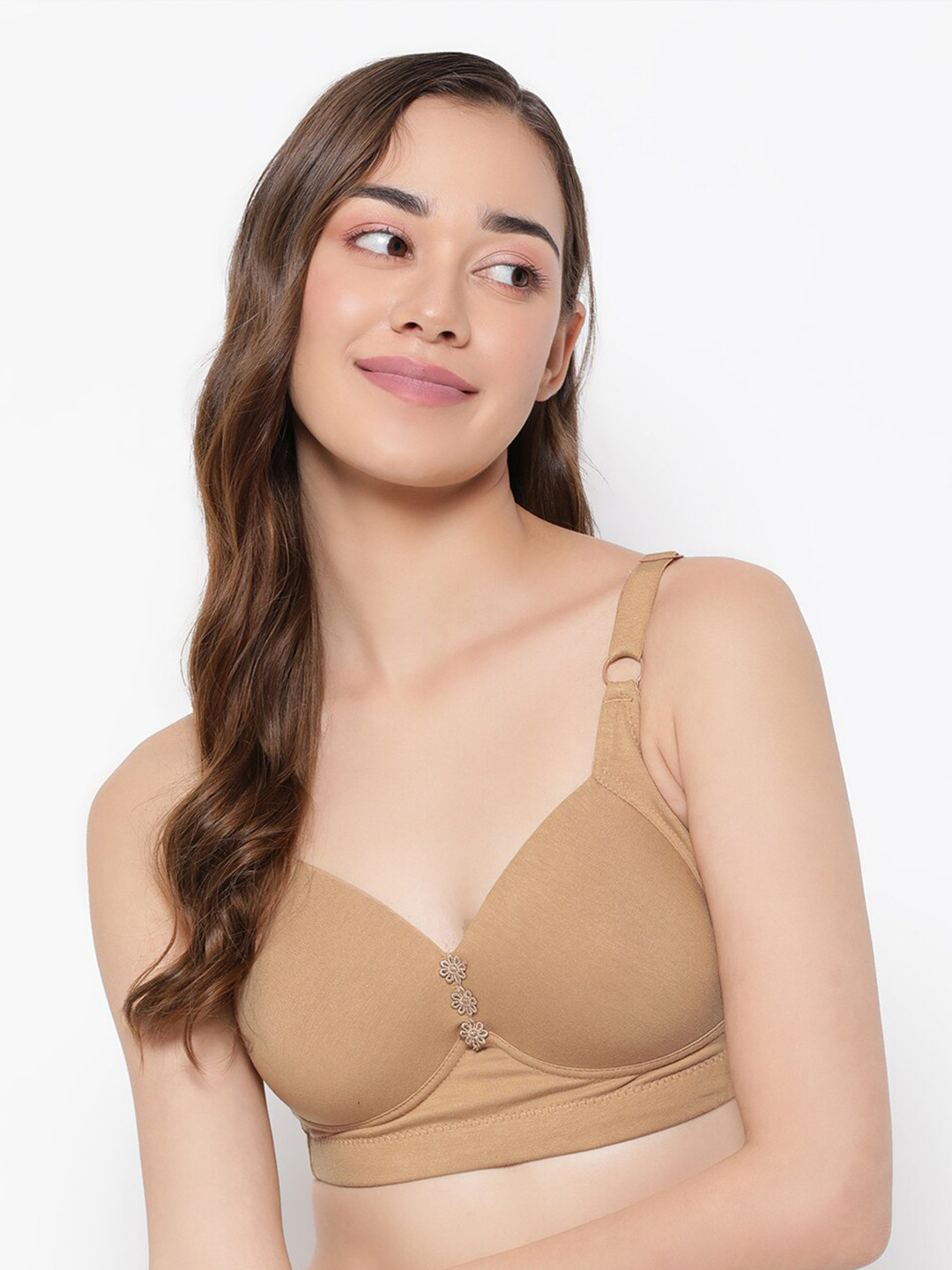 

Clovia Beige Bra Full Coverage Lightly Padded Cotton Bra BR2500P2432B