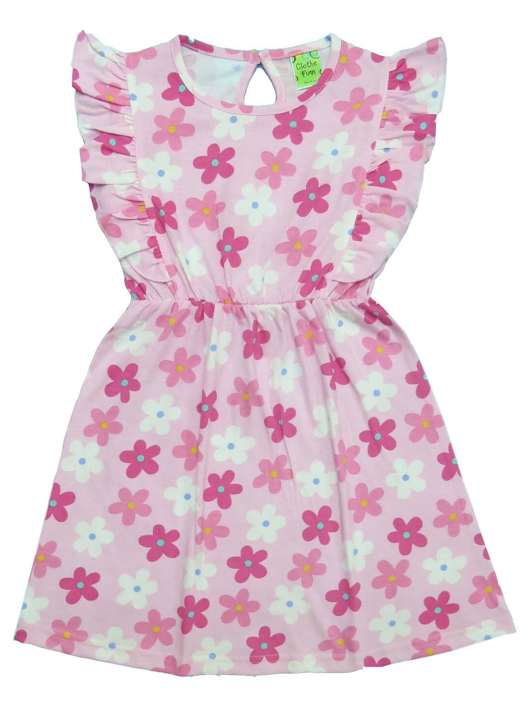 

Clothe Funn Pink Floral Print Flutter Sleeve Fit & Flare Dress