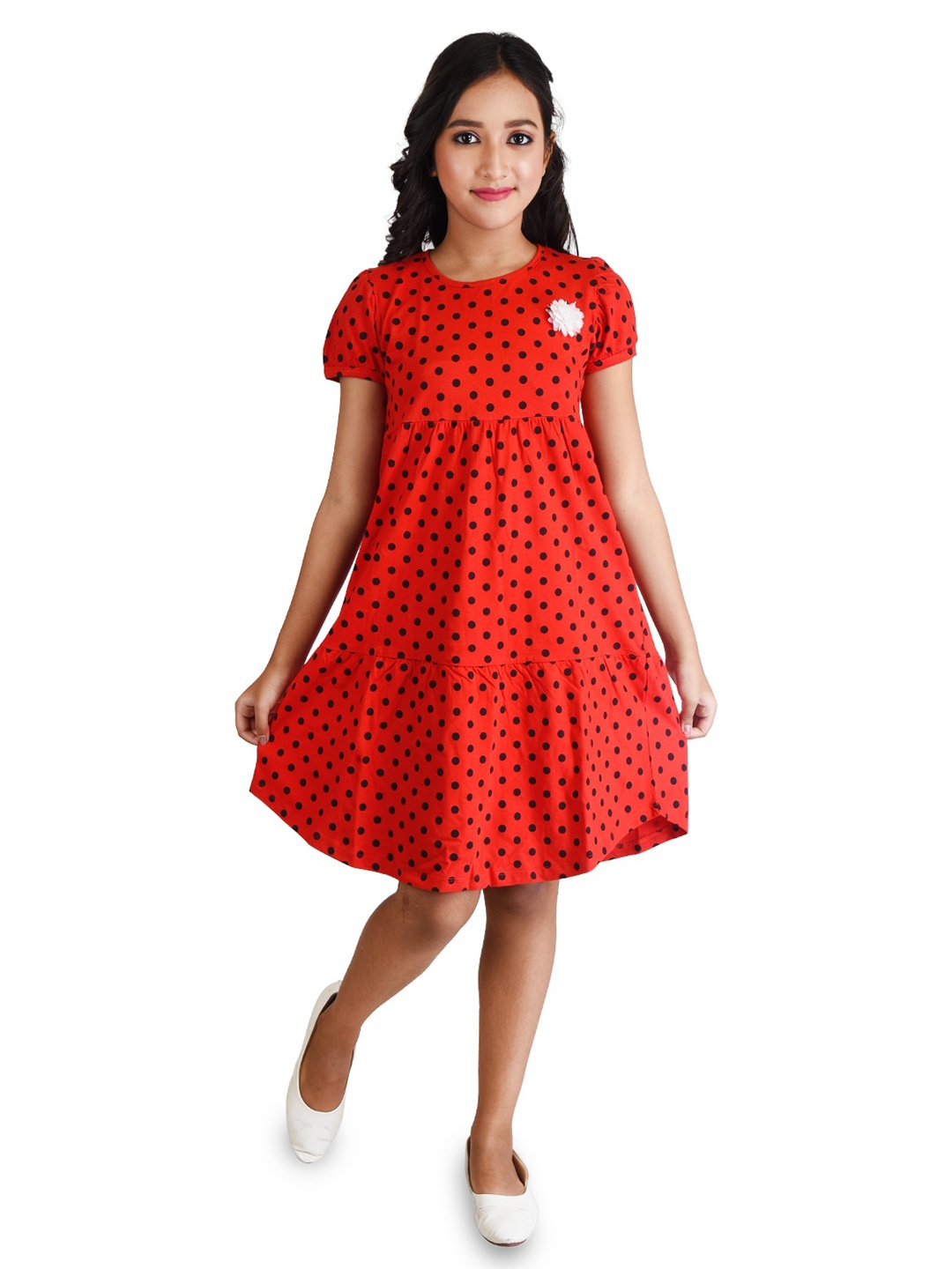 

Clothe Funn Red Polka Dot Print A-Line Dress