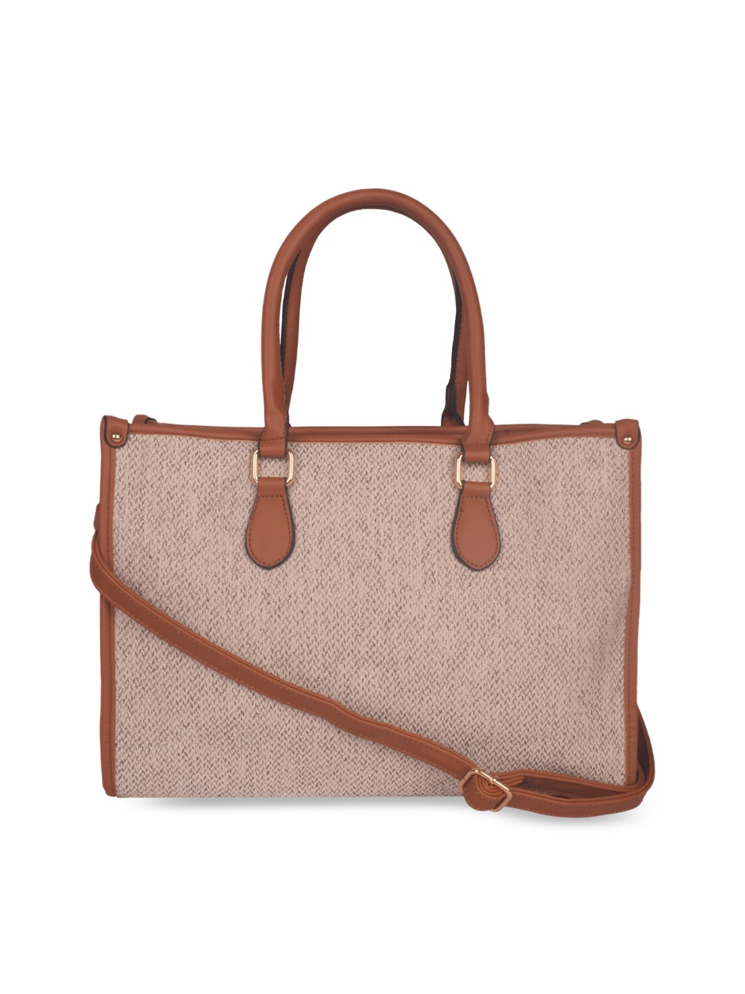 

Bagkok Beige Textured Structured Handheld Bag