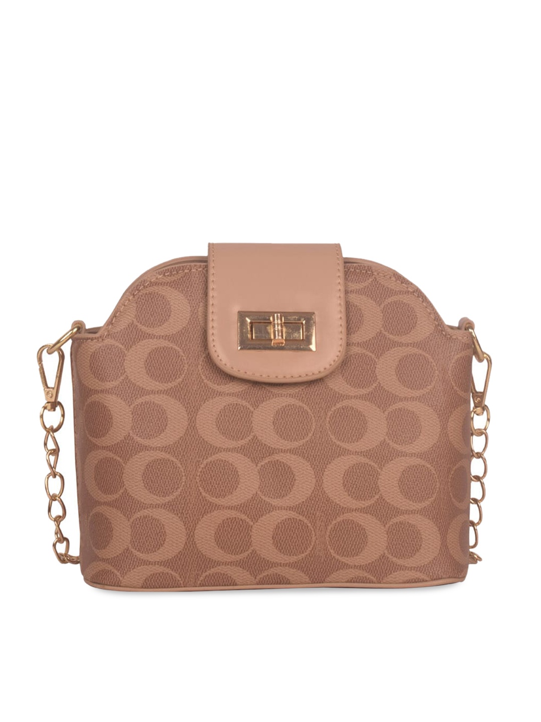 

Bagkok Printed & Textured Structured Sling Bag, Brown