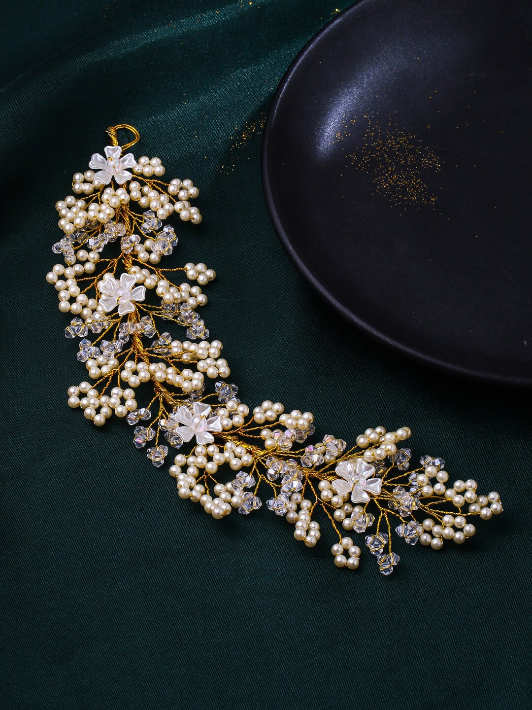 

NVR Embellished Beaded Hair Accessory Set, Gold