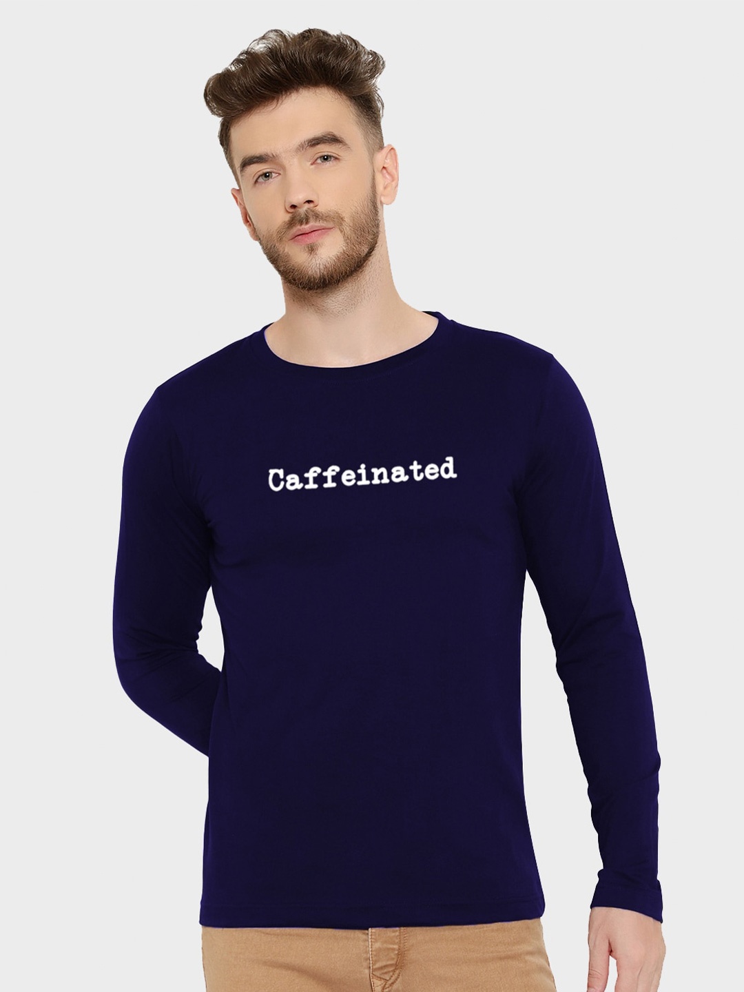 

T-SHIRT TRUCK Typography Printed Cotton T-shirt, Navy blue