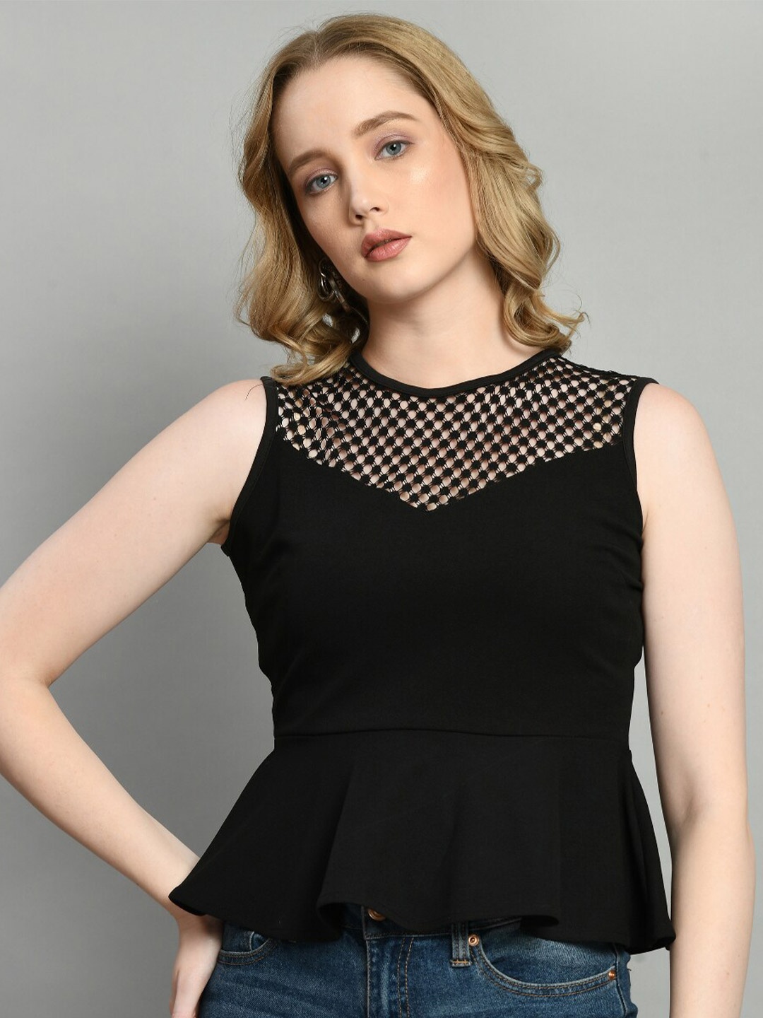 

IUGA Black Peplum Top