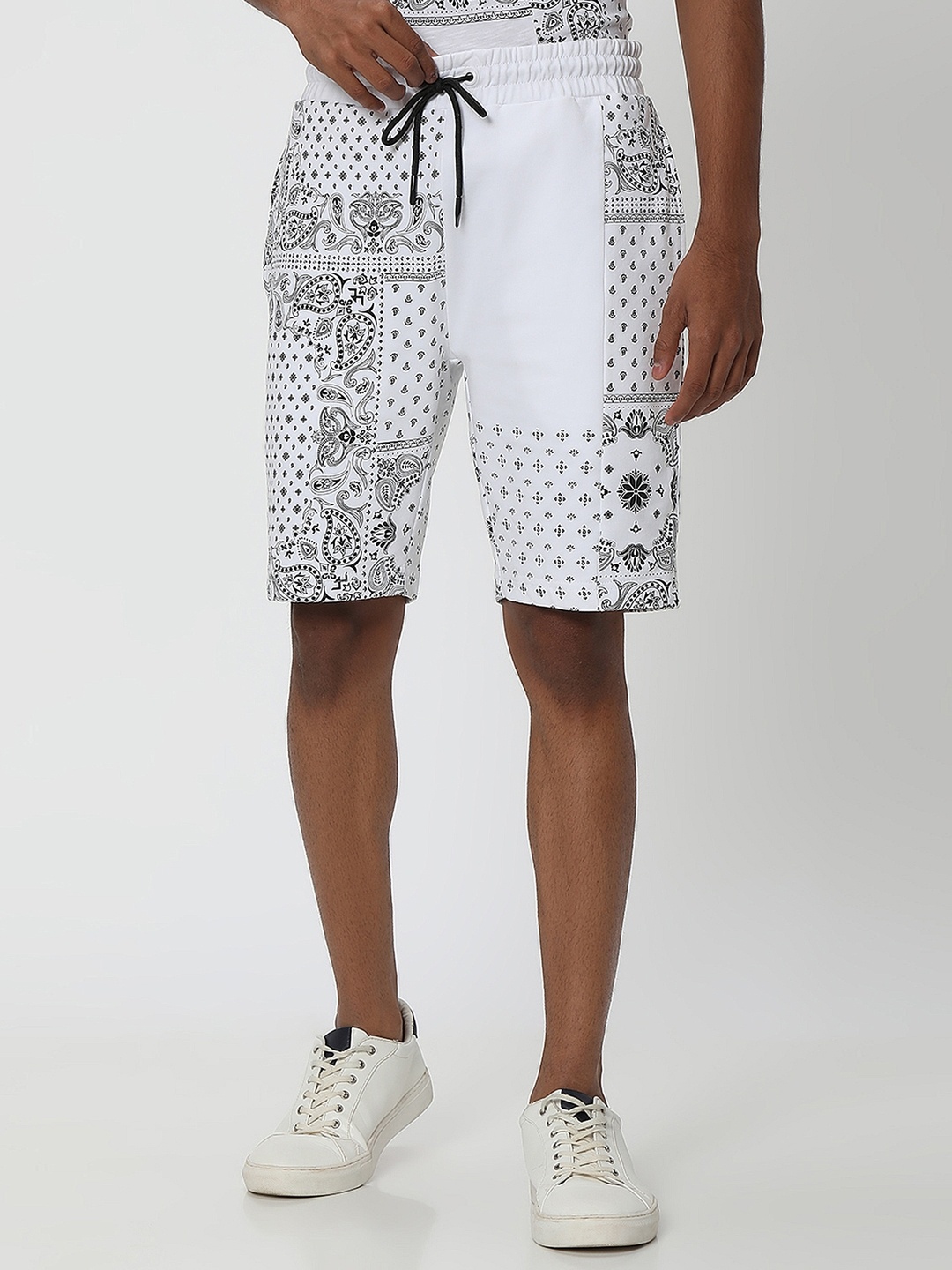 

Mufti Men Pure Cotton Floral Printed Shorts, White