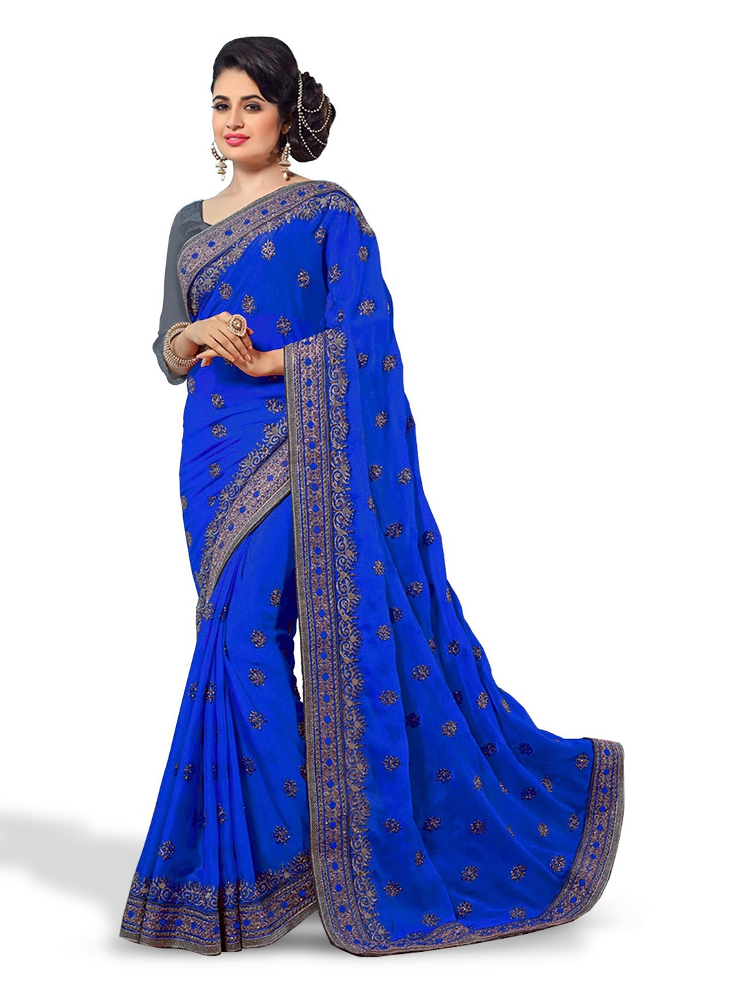 

Kedar Fab Embroidered Silk Blend, Blue