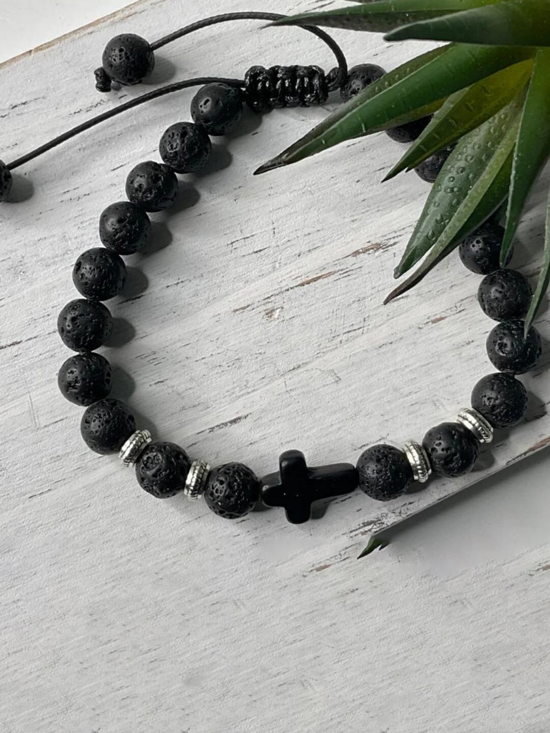 

SALTY Men Beaded Elasticated Bracelet, Black