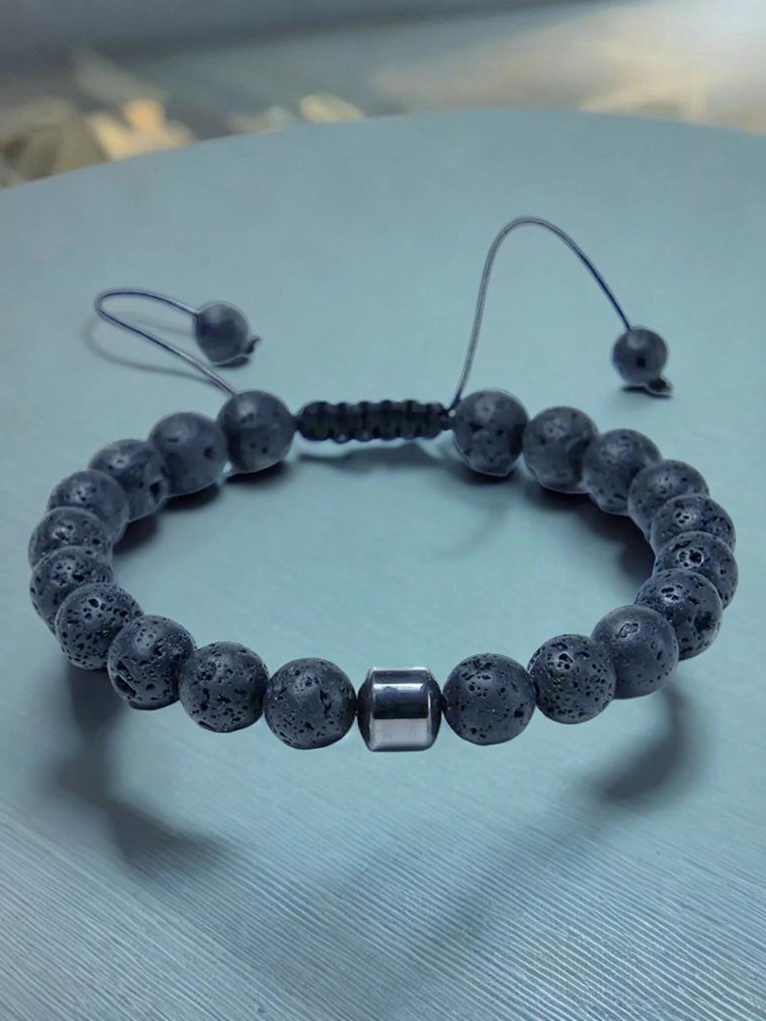 

SALTY Men Beaded Elasticated Bracelet, Black