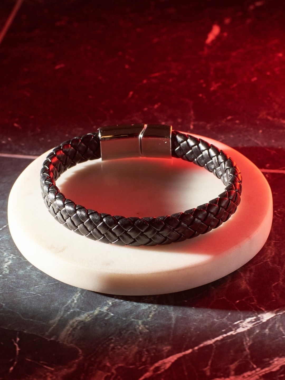 

SALTY Men Leather Kada Bracelet, Black