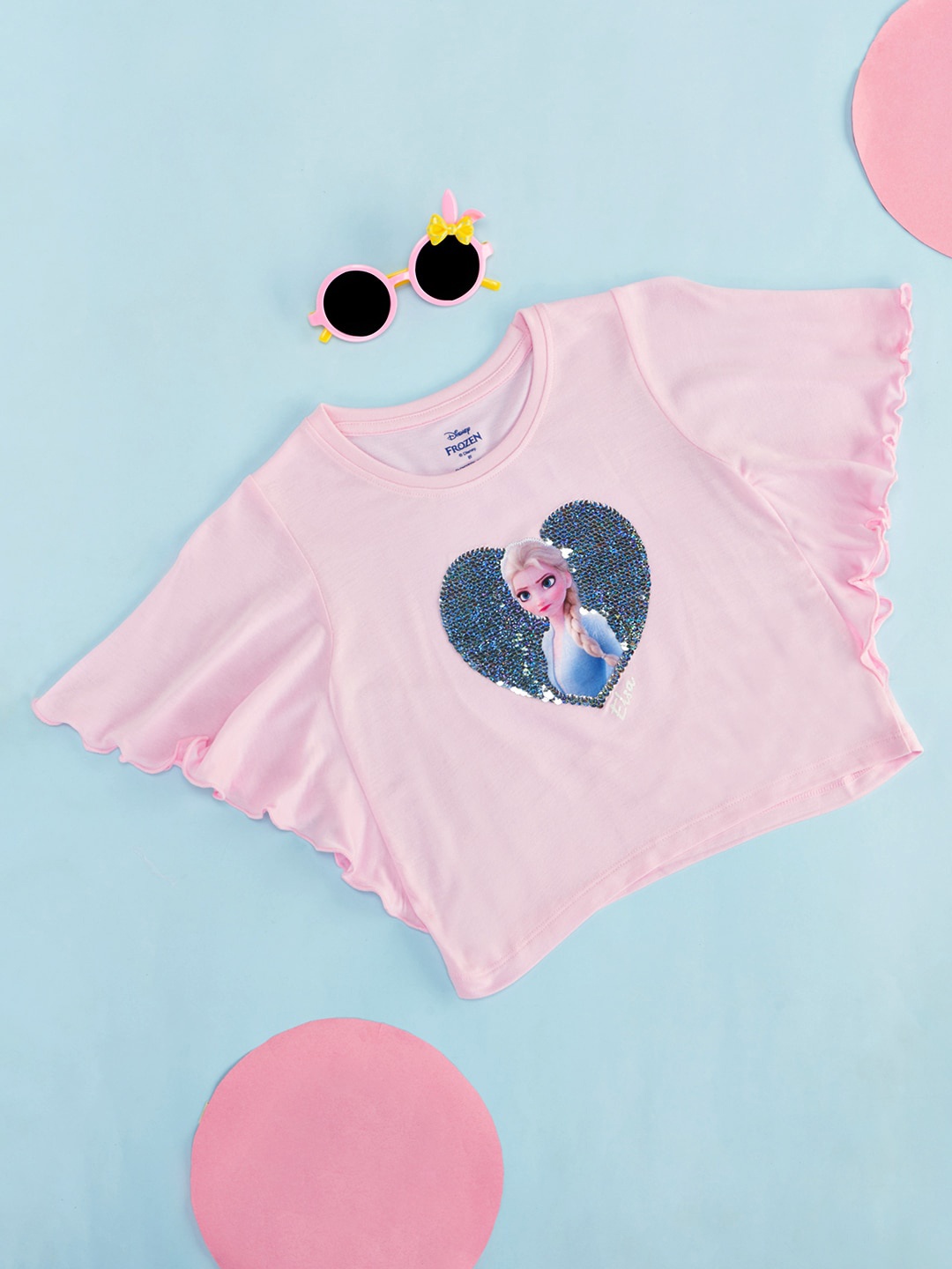 

Pantaloons Junior Girls Pink Printed Applique T-shirt
