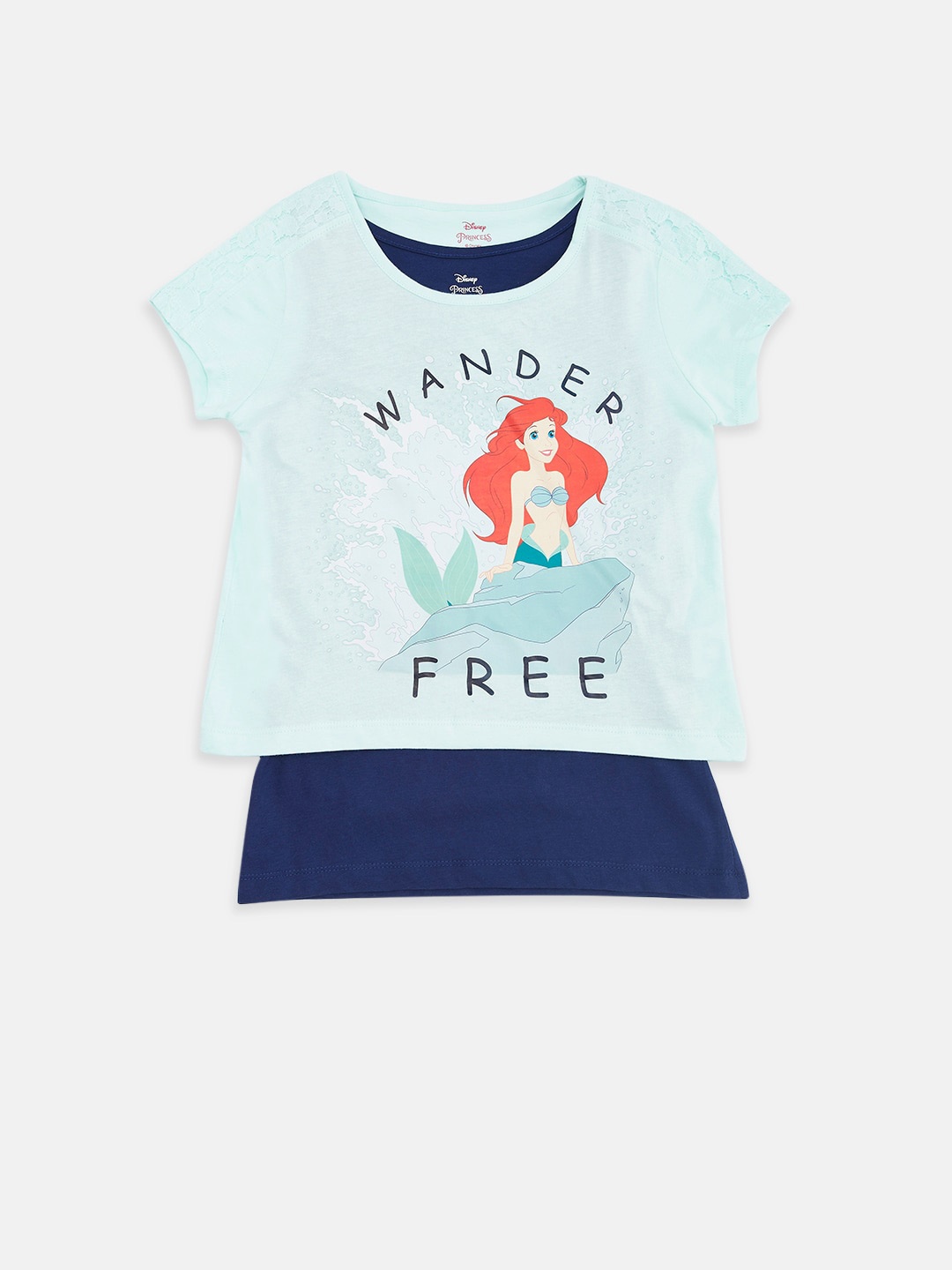 

Pantaloons Junior Girls Blue Typography Printed Applique T-shirt