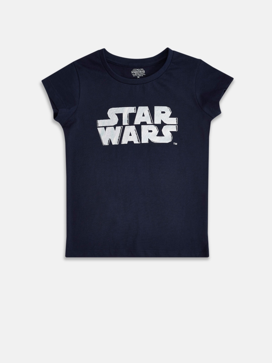 

Pantaloons Junior Girls Navy Blue Typography Star Wars Printed Extended Sleeves T-shirt