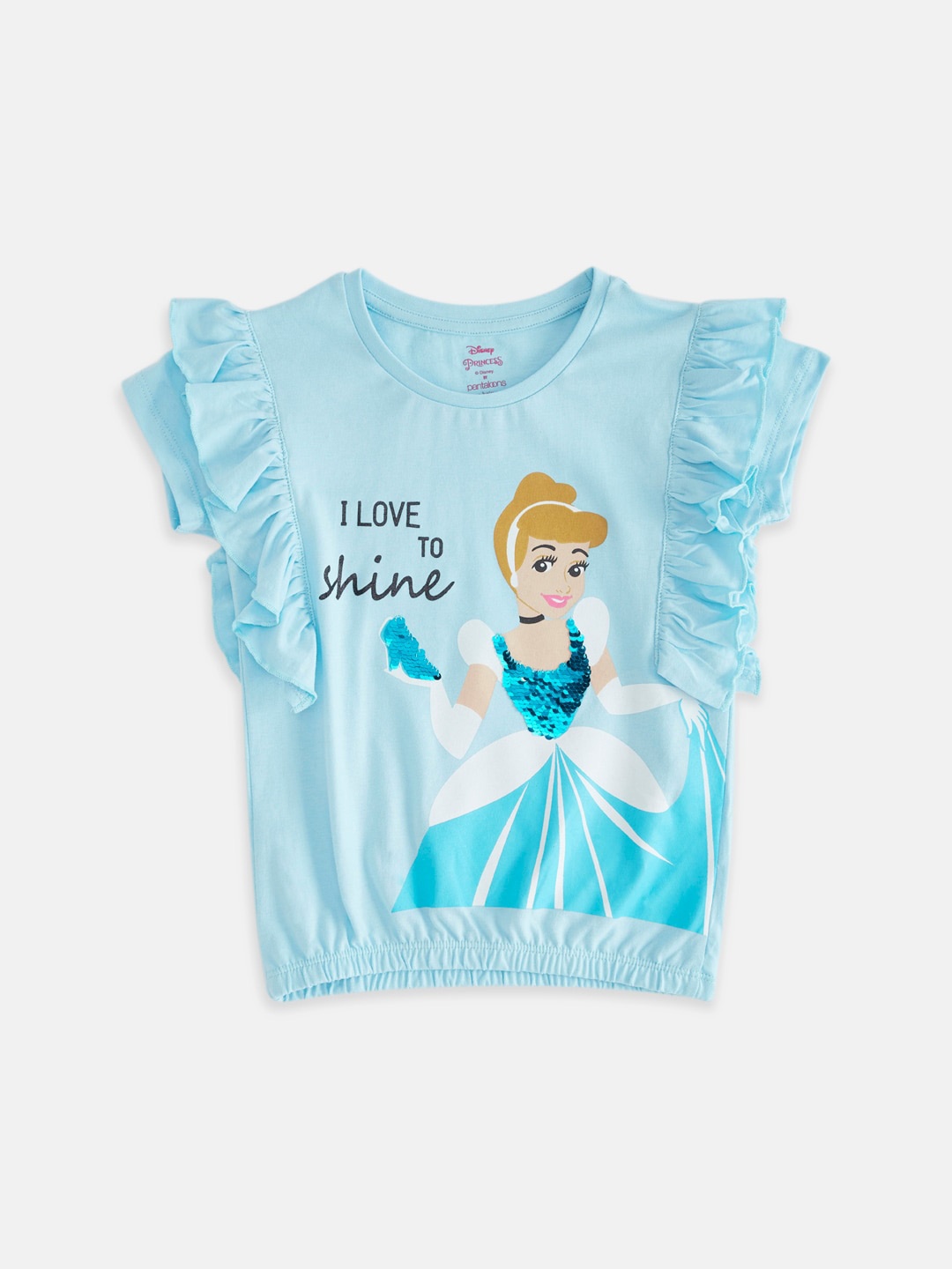 

Pantaloons Junior Girls Blue Printed Applique T-shirt