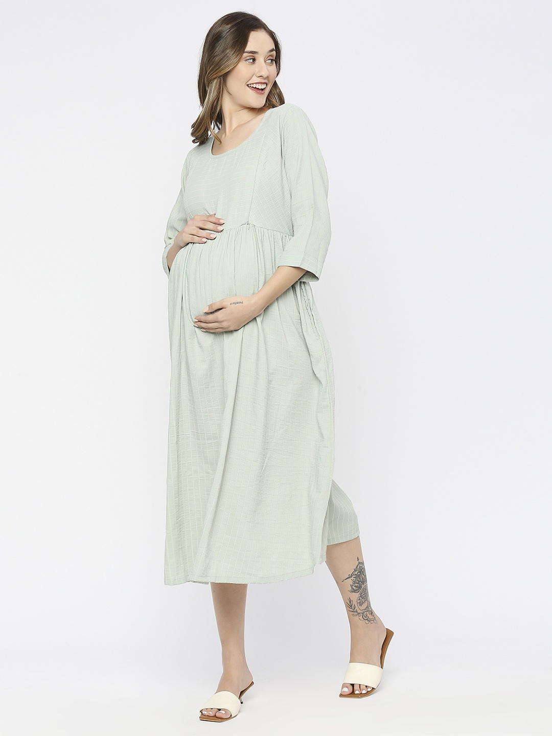 

MeeMee Green Fit & Flare Maternity Dress