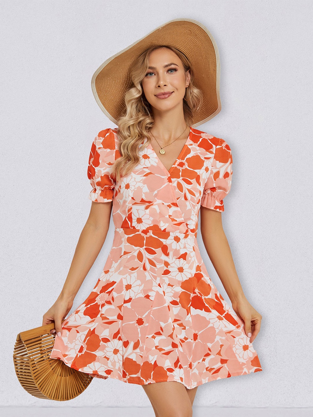 

JC Collection Multicoloured Floral Print Puff Sleeve Fit & Flare Dress, Multi