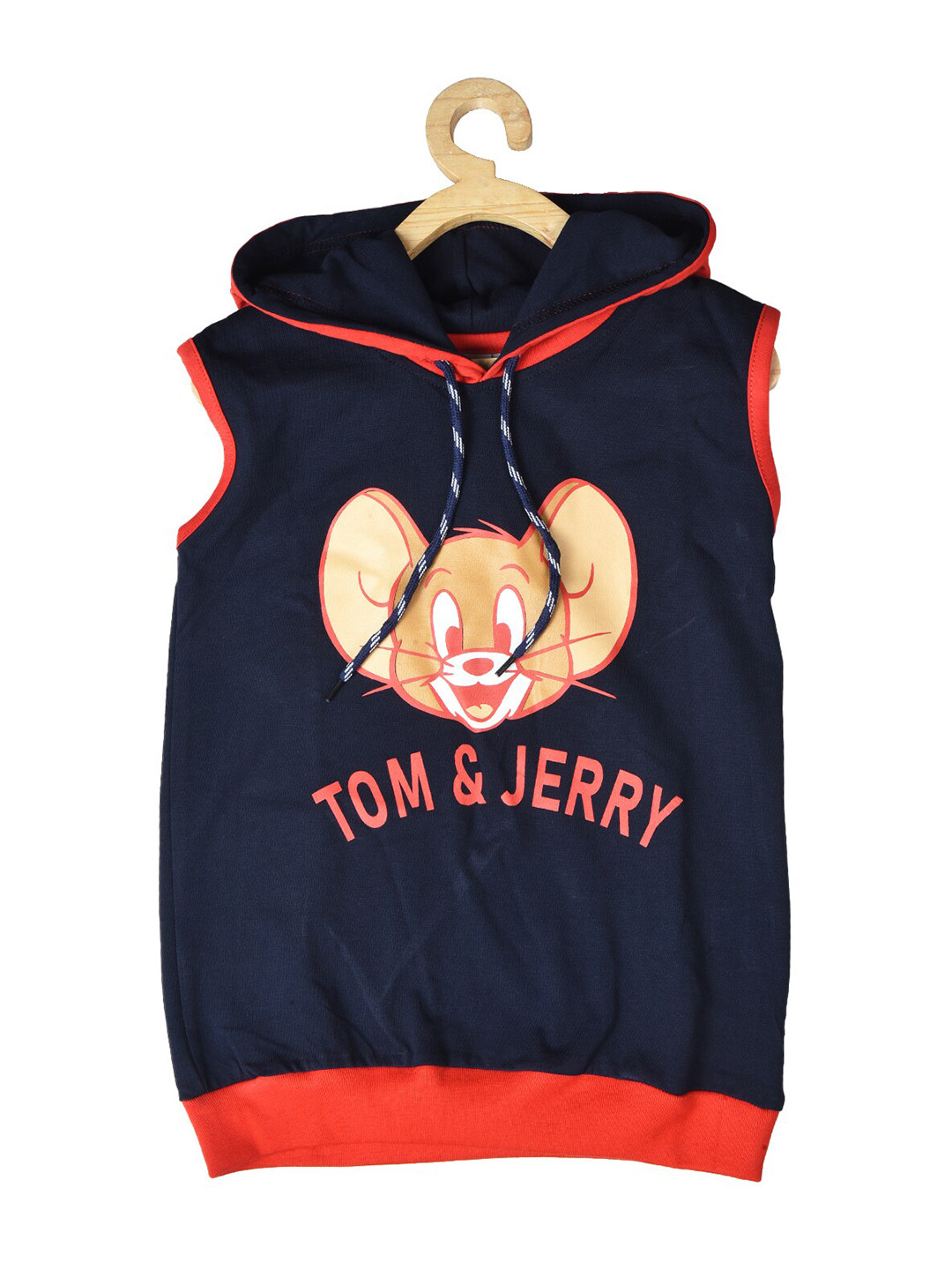 

POMY & JINNY Boys Navy Blue Printed Hooded Sweatshirt
