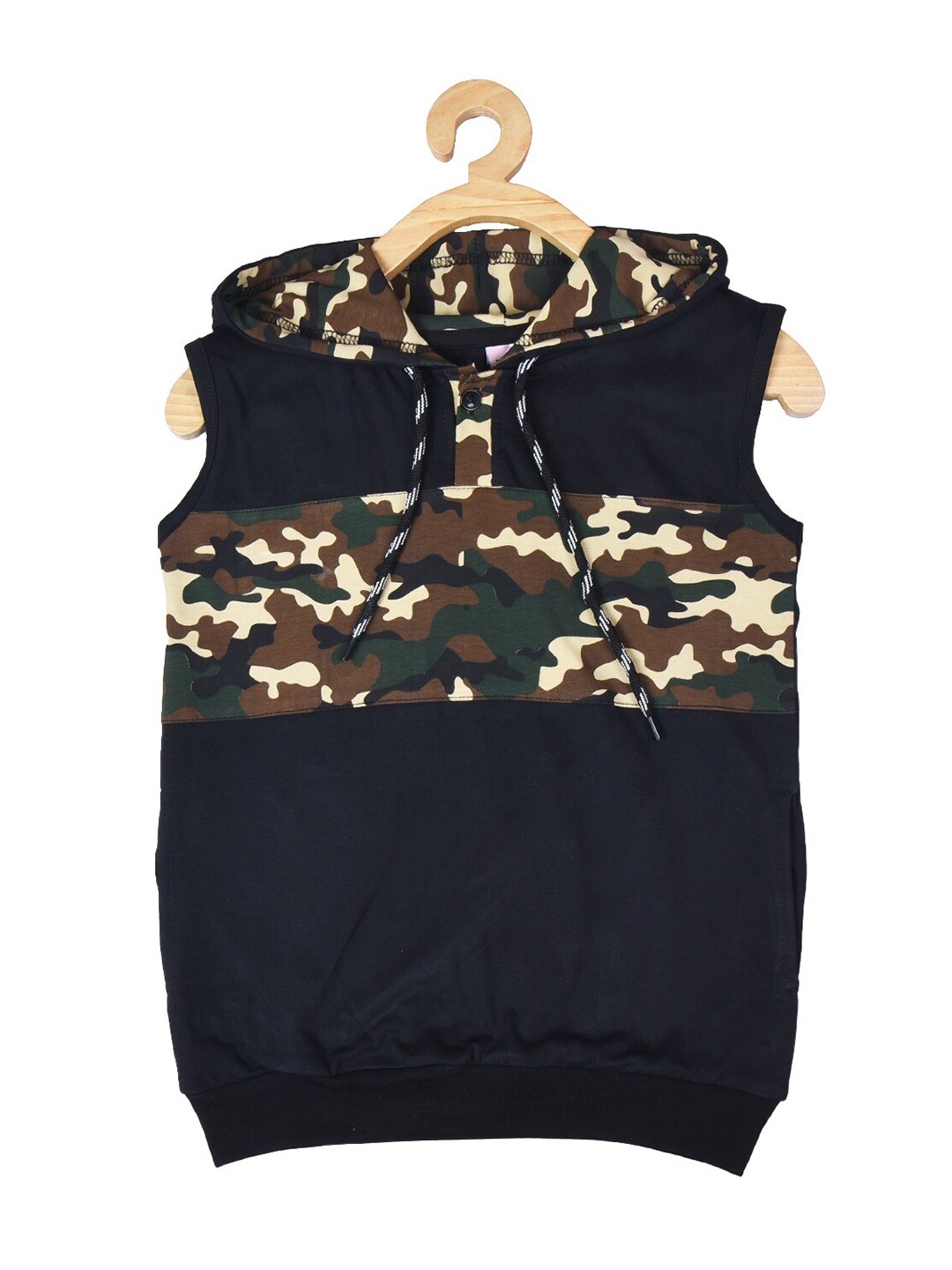 

POMY & JINNY Boys Black Printed Hooded Sweatshirt