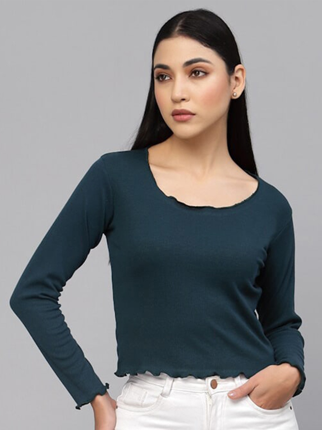 

BAESD Round Neck Pure Cotton Top, Navy blue