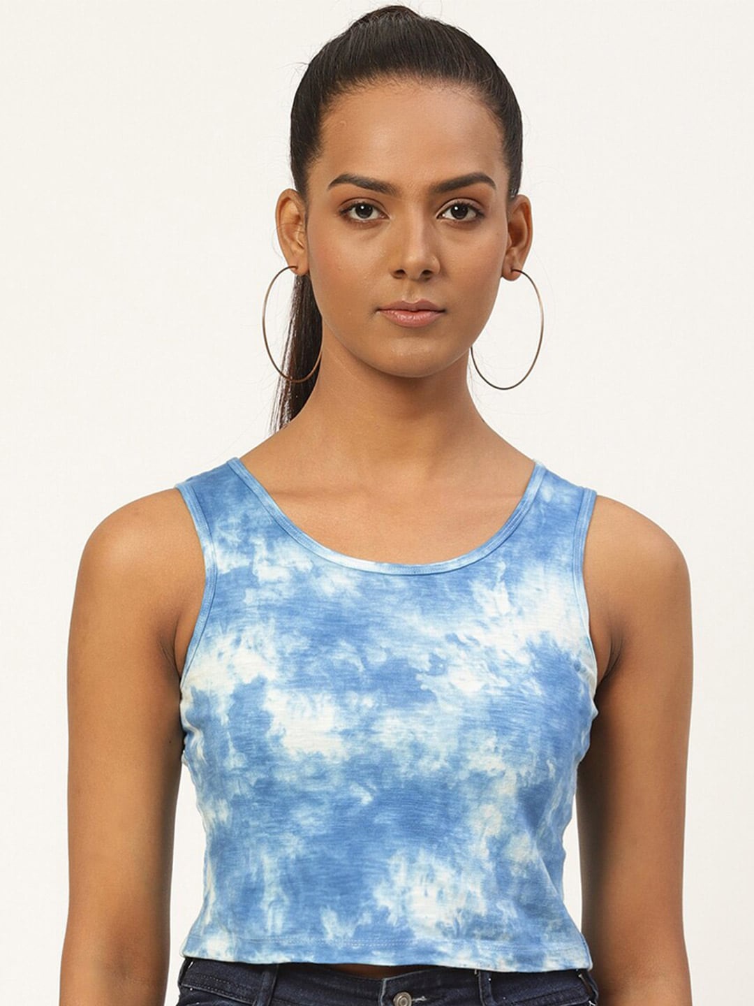 

BAESD Blue Tie and Dye Cotton Crop Top