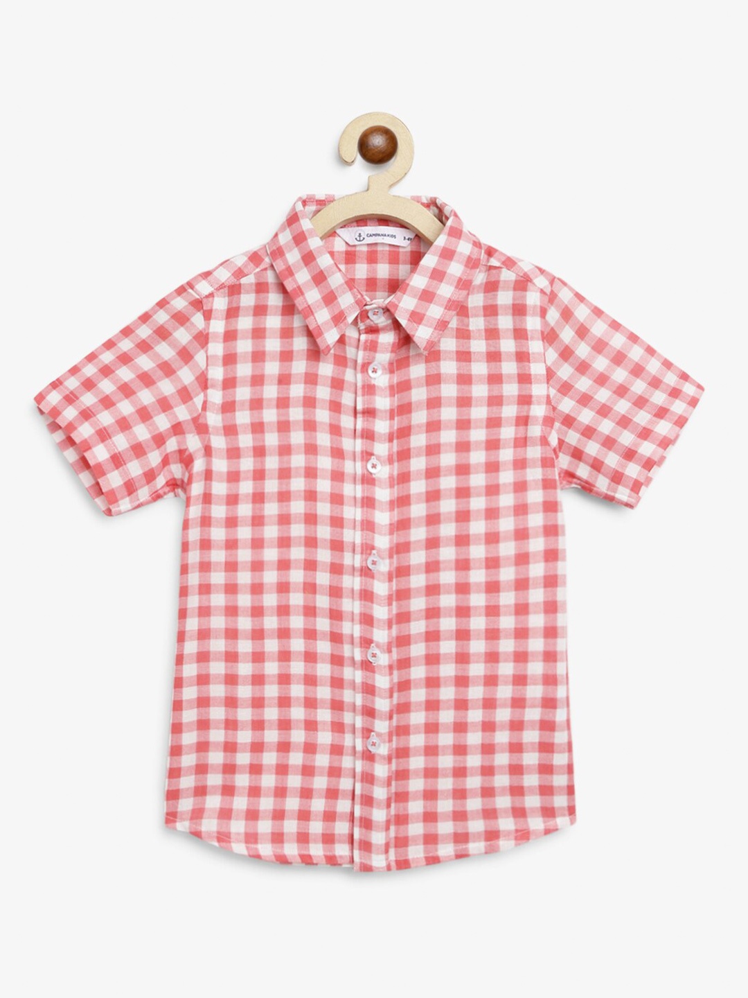 

Campana Boys Red Gingham Checks Opaque Checked Casual Shirt