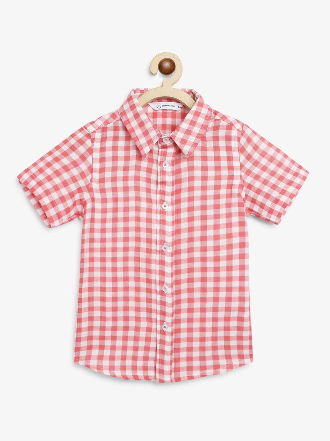 

Campana Boys Gingham Checked Cotton Casual Shirt, Red