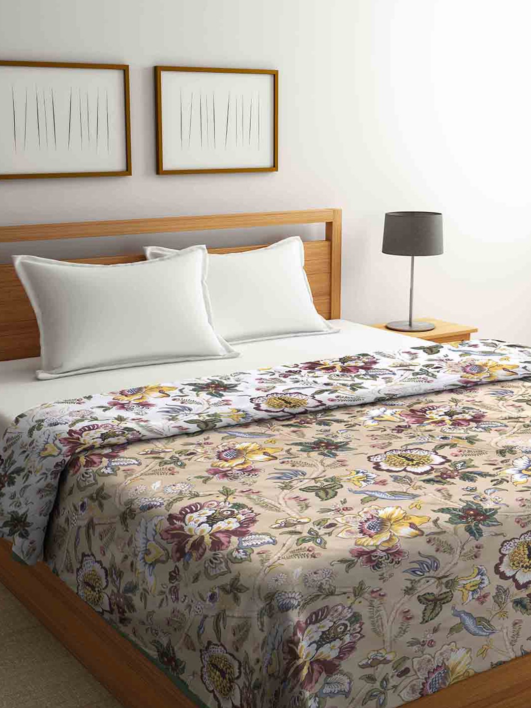 

Urban Magic 158 GSM Soft Lightweight Floral Cotton AC Room Reversible Double Bed Dohar, White
