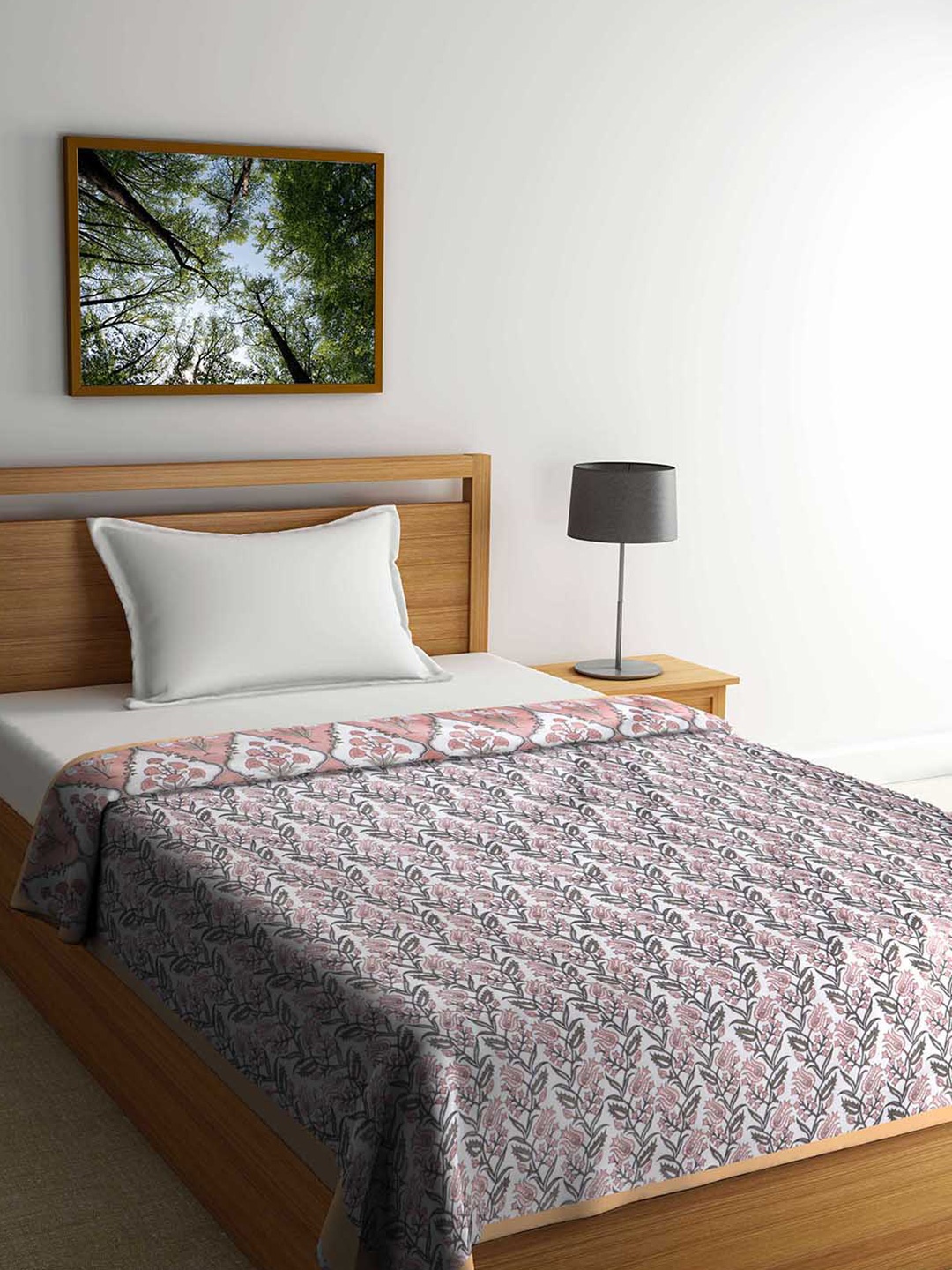 

Urban Magic White & Orange Soft LWGT Cotton AC Room Reversible Single Bed Dohar158GSM