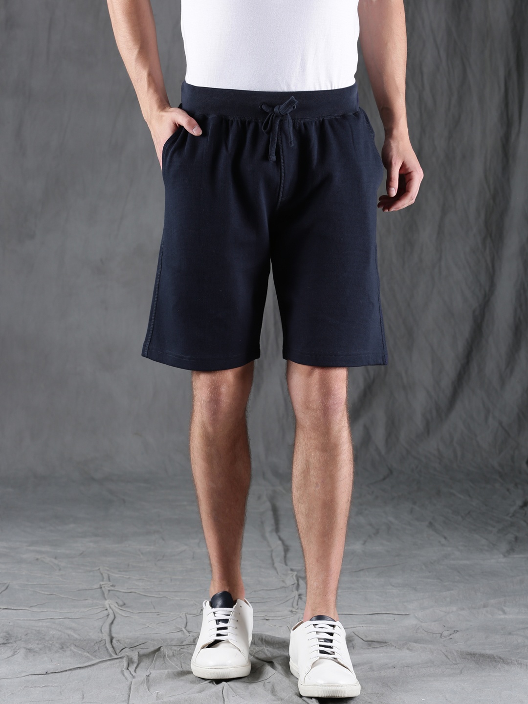 

WROGN Men Navy Blue Solid Regular Fit Shorts