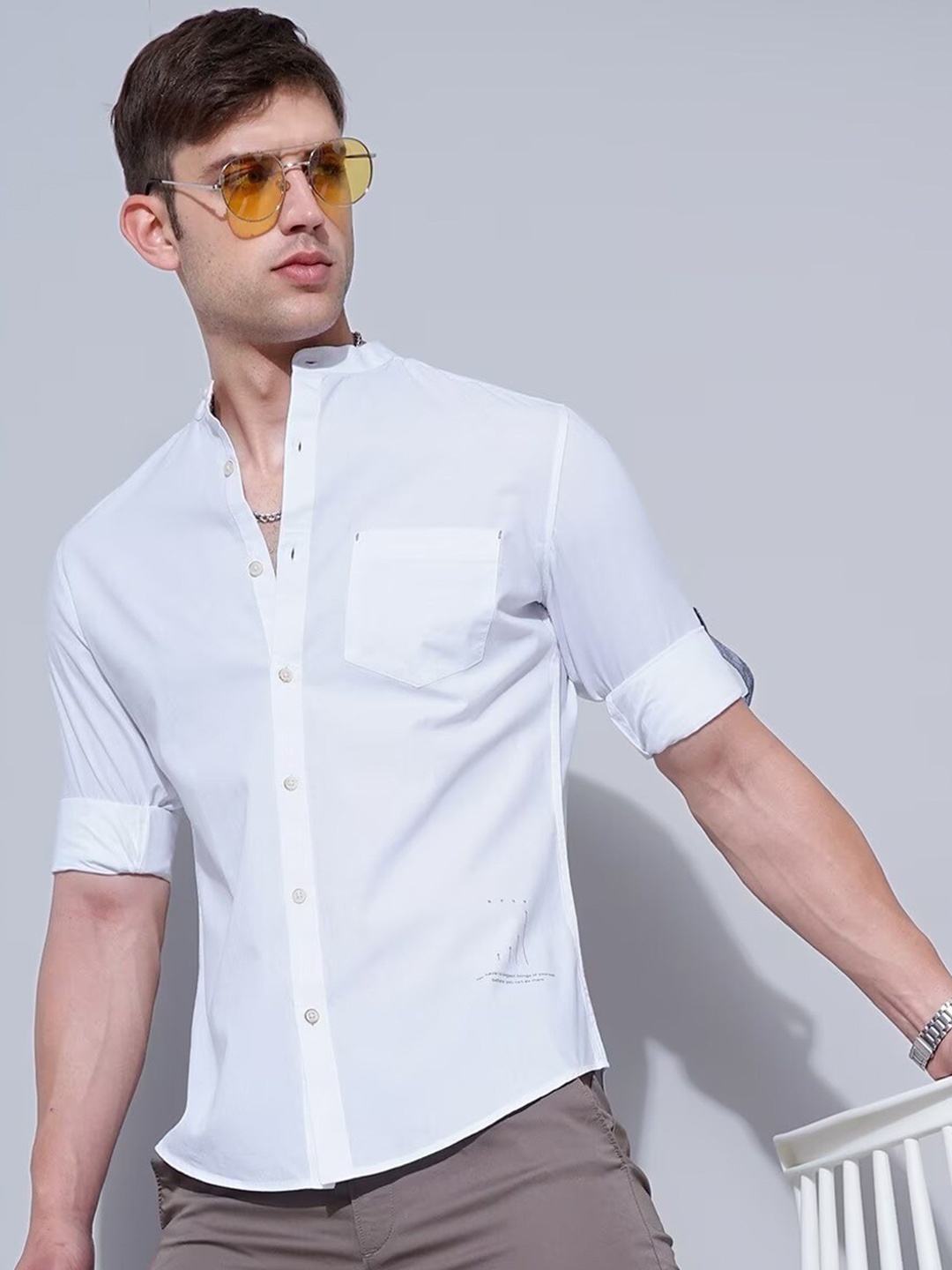 

British Club Men White Smart Slim Fit Opaque Casual Shirt