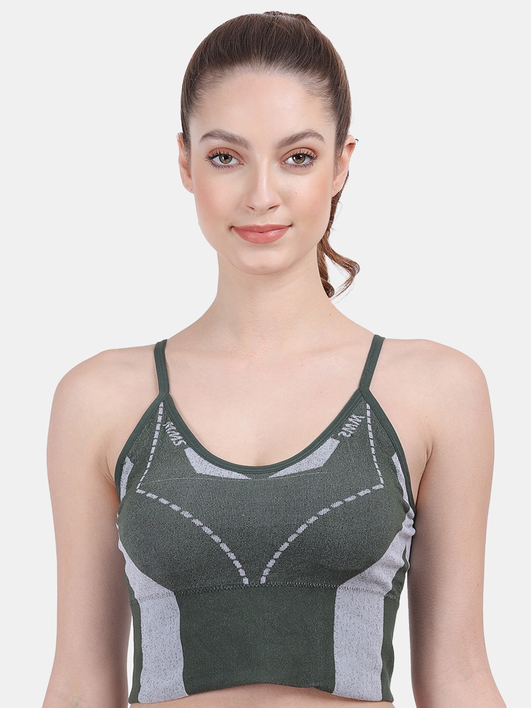 

Amour Secret Geometric Printed Full Coverage Anti Odour Lightly Padded Bra, Green