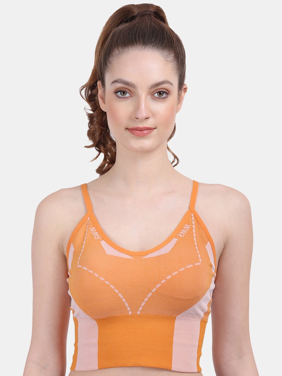 

Amour Secret Geometric Full Coverage Anti Odour Lightly Padded Bra, Orange