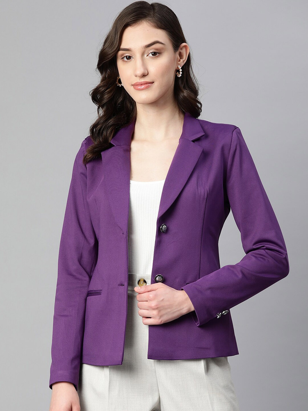 

Purple State Slim-Fit Single Breasted Formal Blazer