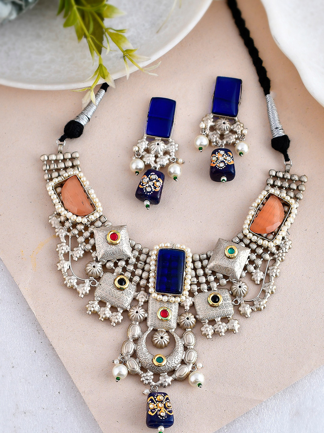 

Silvermerc Designs Silver-Plated & Beaded Brass Jewellery Set