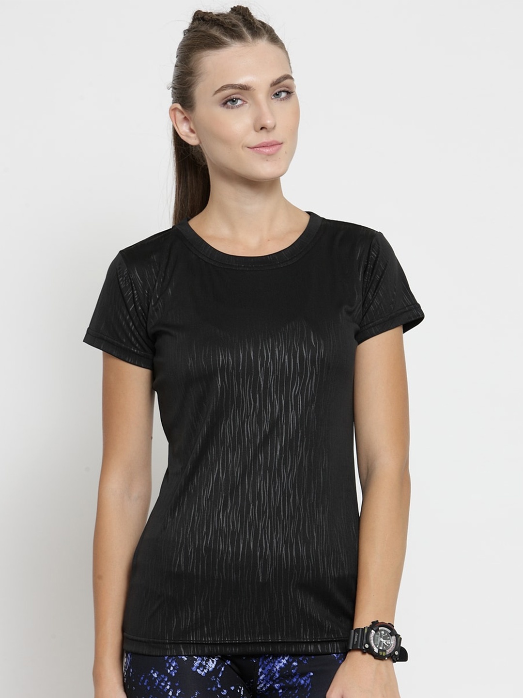 

Boston Club Women Black Typography Printed Dri-FIT Pockets T-shirt