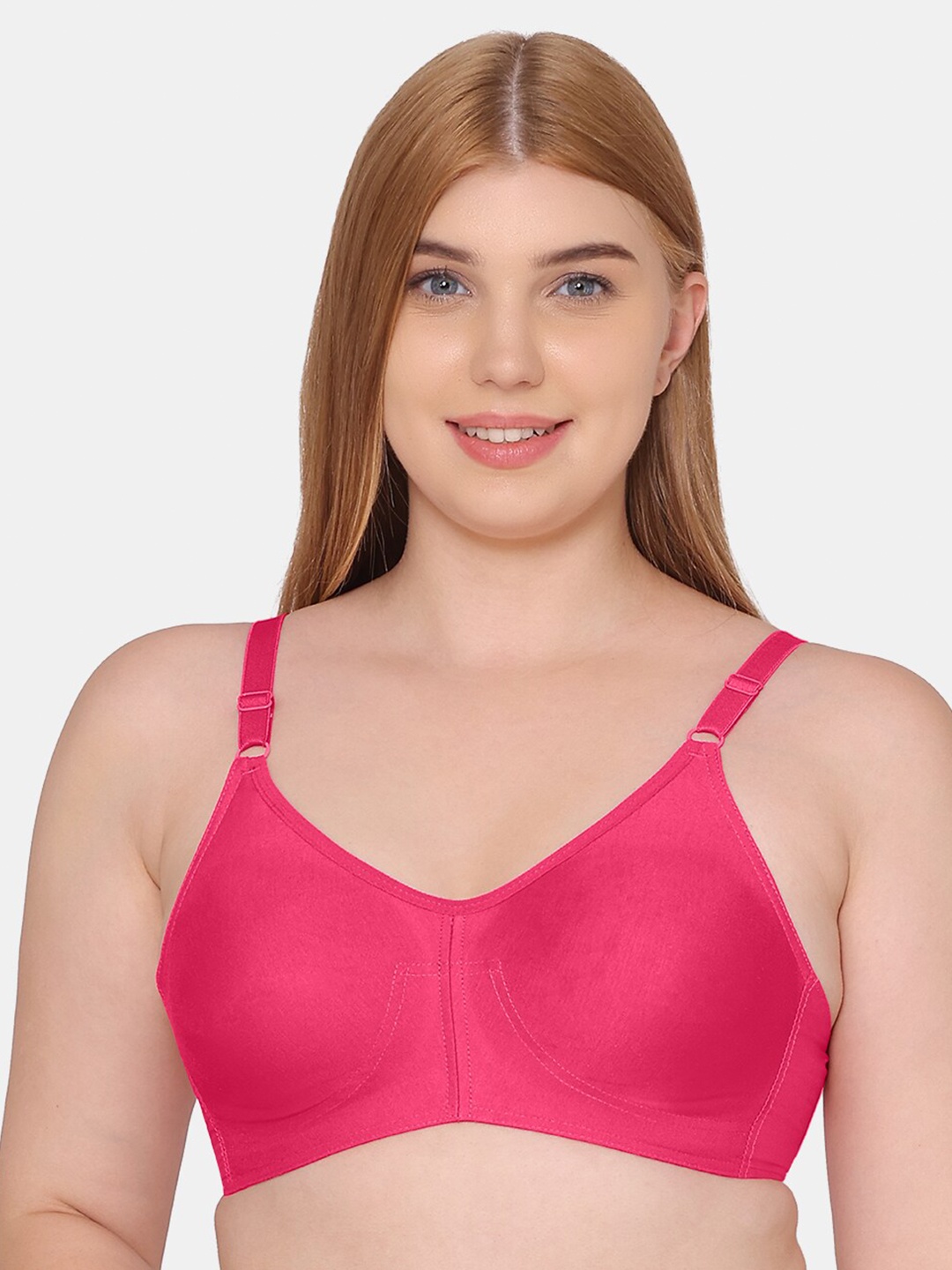 

Souminie Full Coverage All Day Comfort Seamless Cups Cotton Bra, Pink