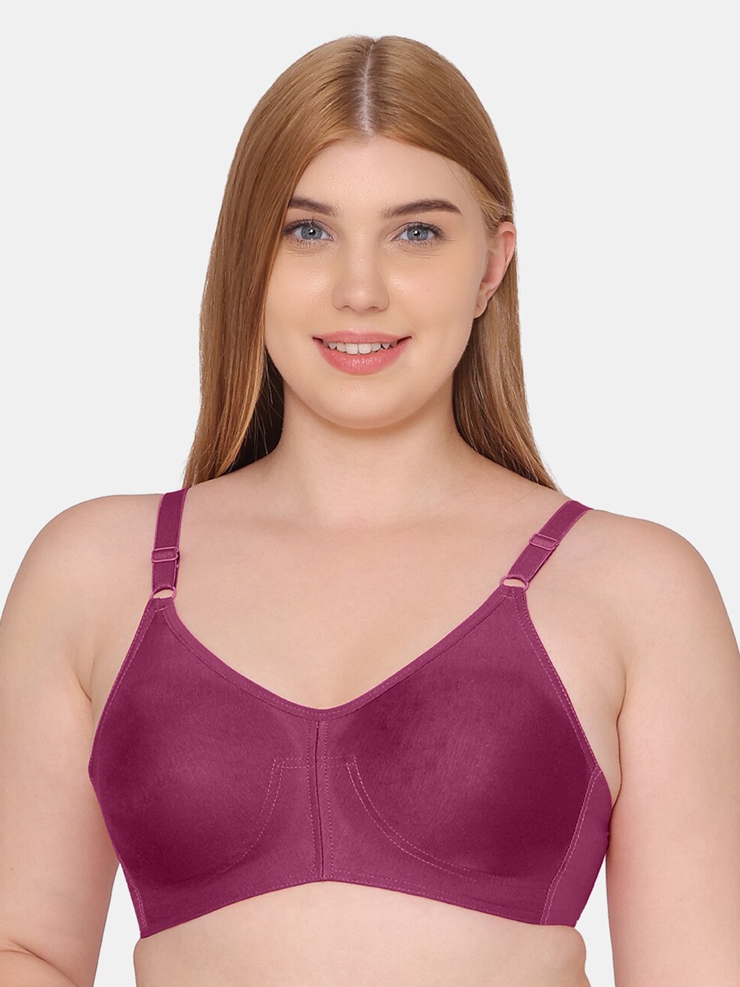 

Souminie Full Coverage All Day Comfort Seamless Cups Cotton Bra, Purple