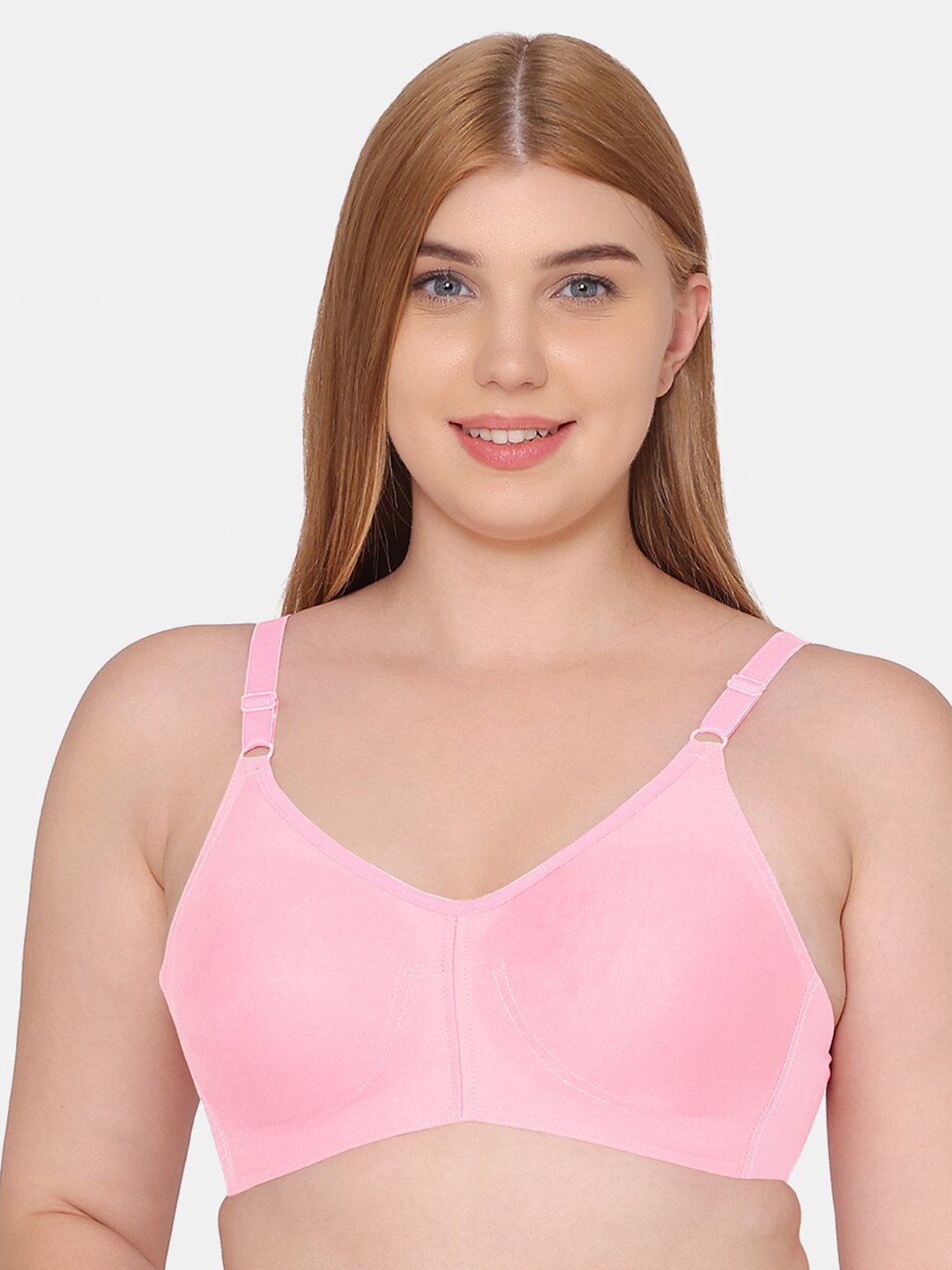 

Souminie Full Coverage All Day Comfort Seamless Cups Cotton Bra, Pink