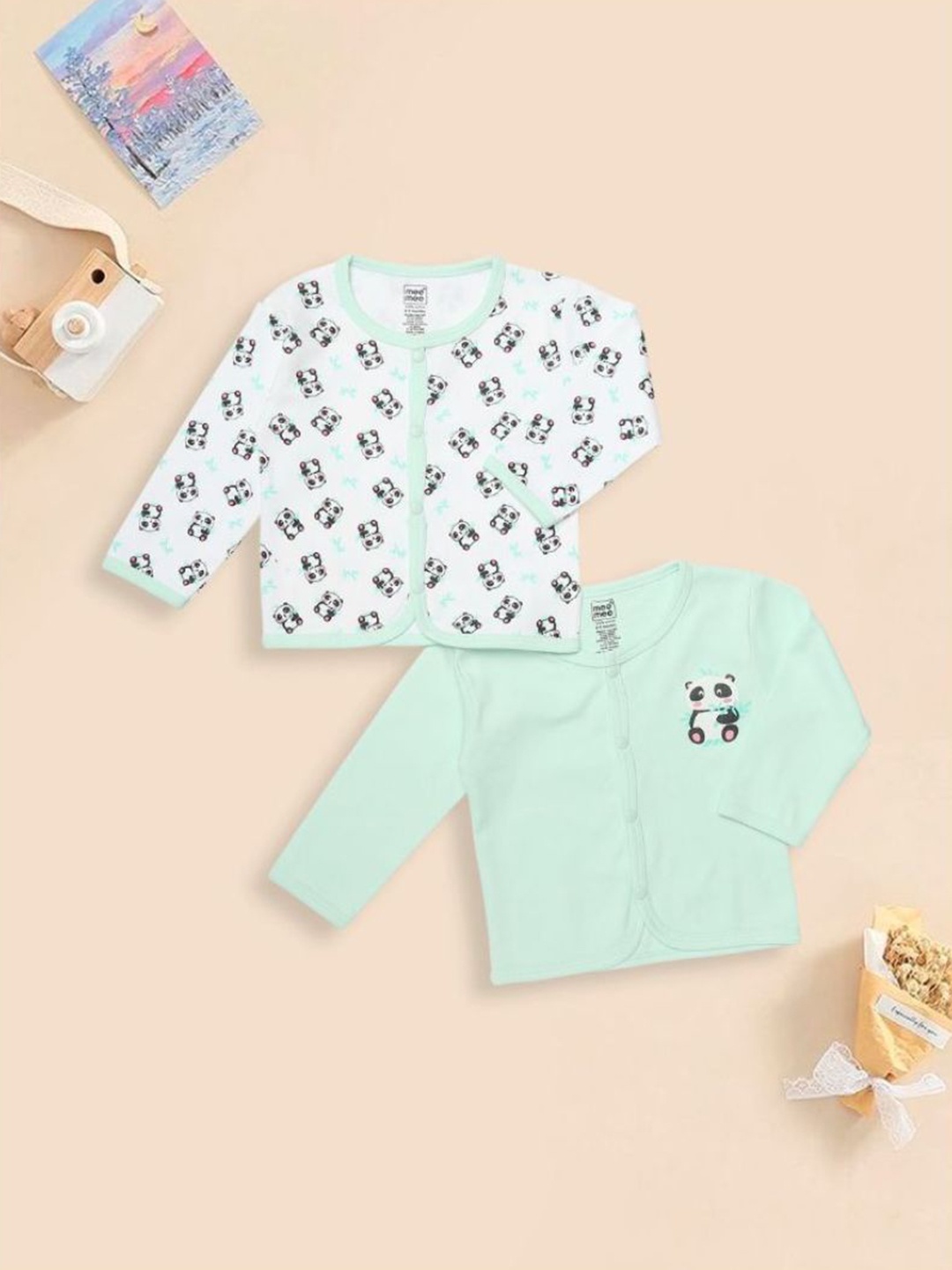 

MeeMee Infants Pack of 2 Printed Cotton Jabla, Green