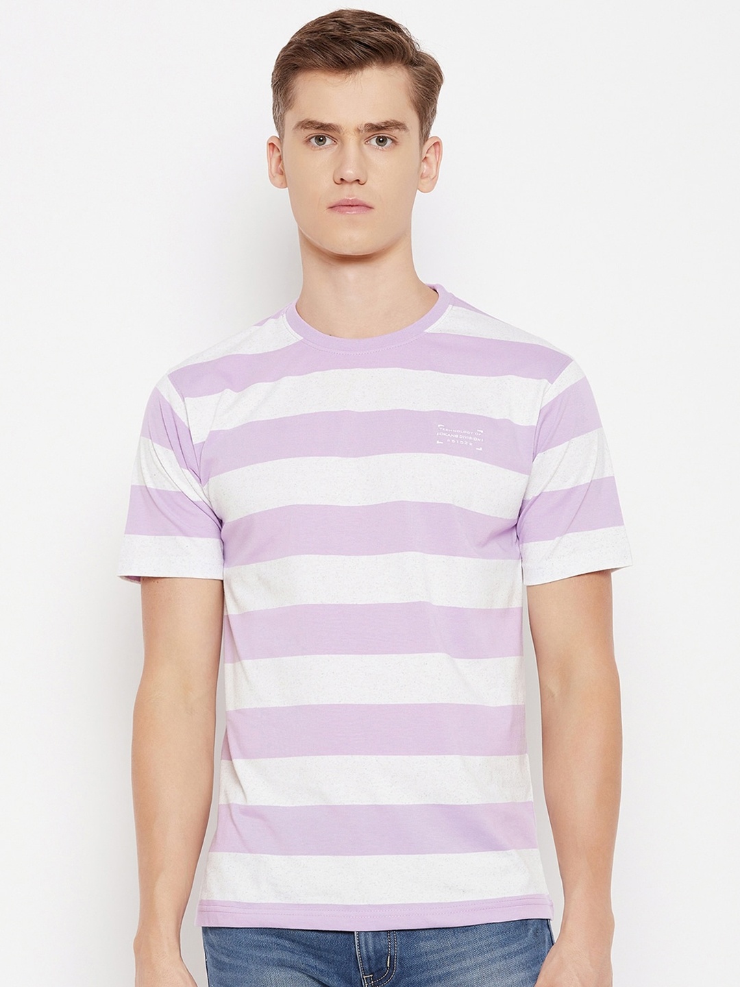 

Okane Men Mauve Striped Pockets T-shirt