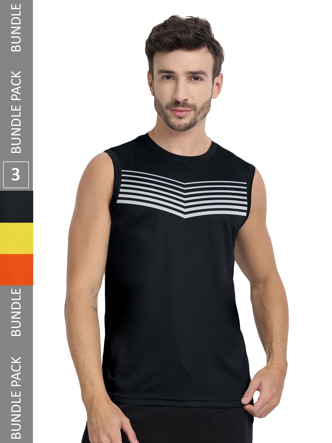 

FTX Men Multicoloured 3 Checked V-Neck Extended Sleeves Pockets T-shirt, Multi