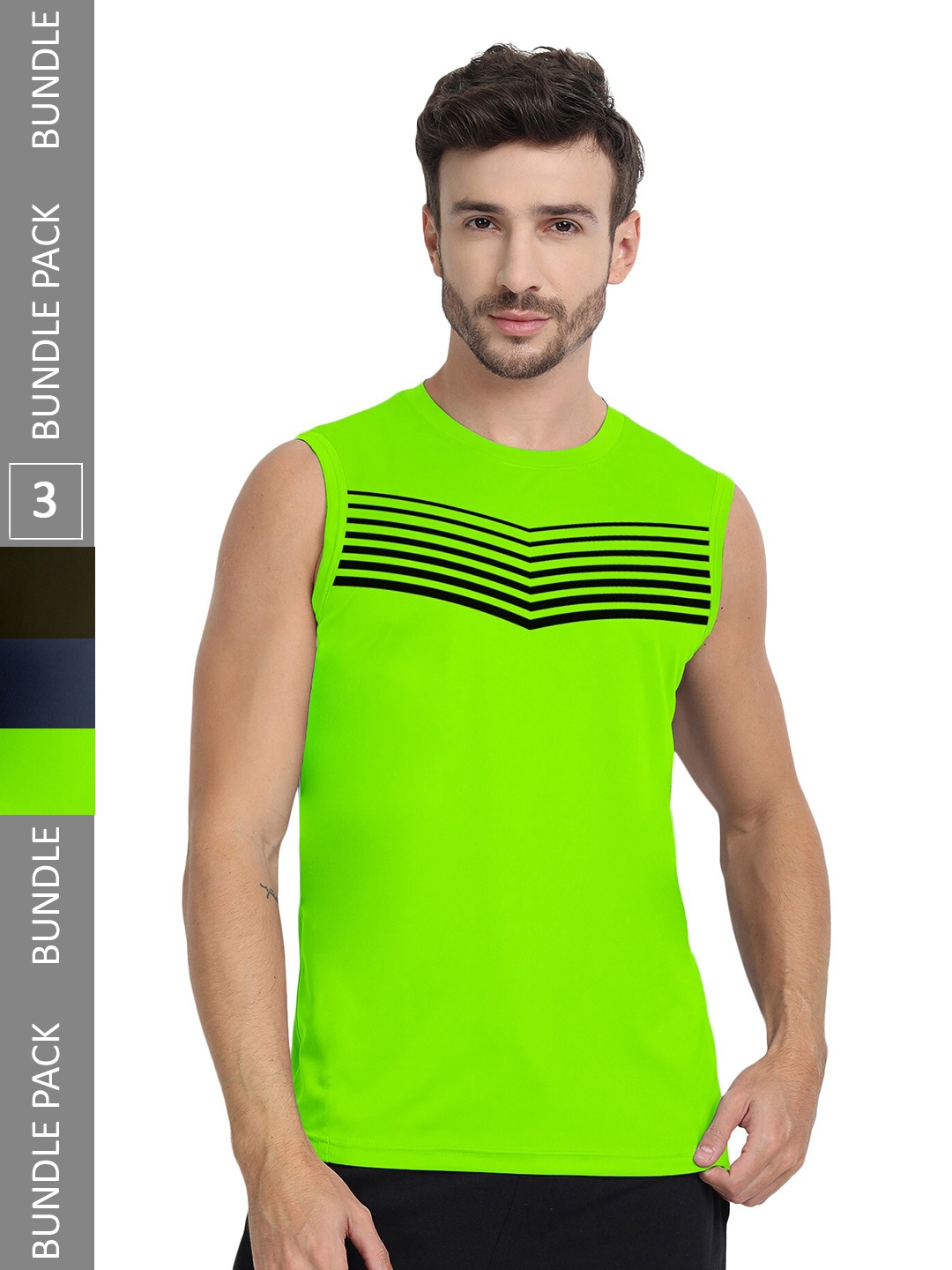 

FTX Men Multicoloured 3 V-Neck Pockets T-shirt, Multi