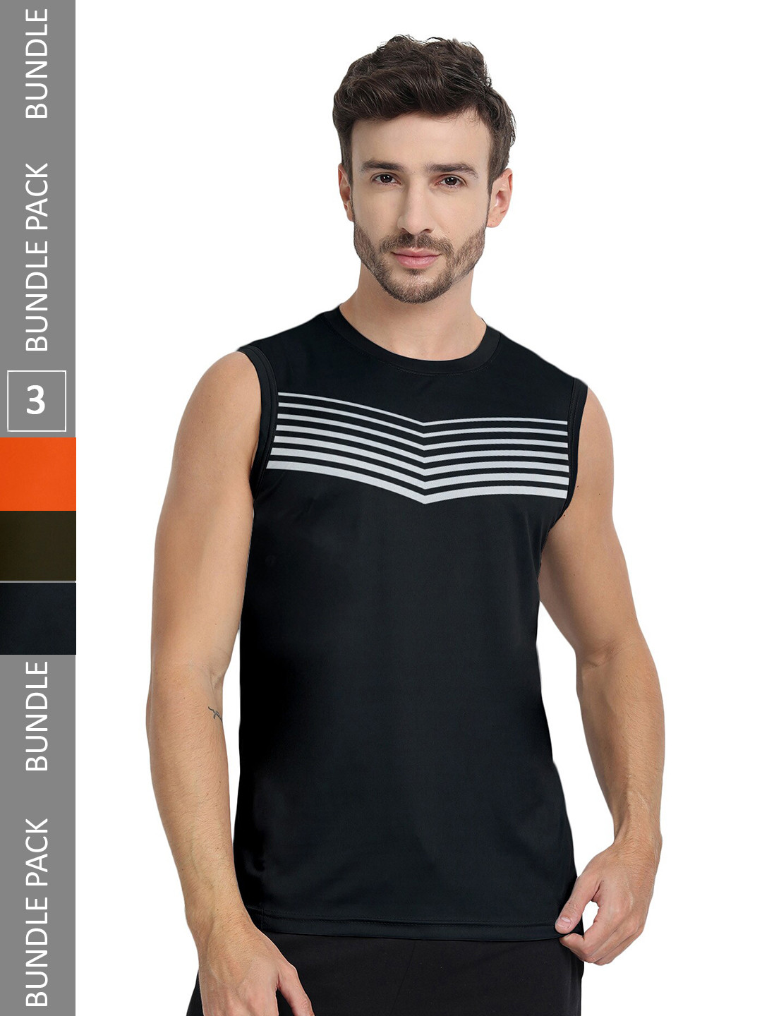 

FTX Men Multicoloured 3 V-Neck Pockets T-shirt, Multi